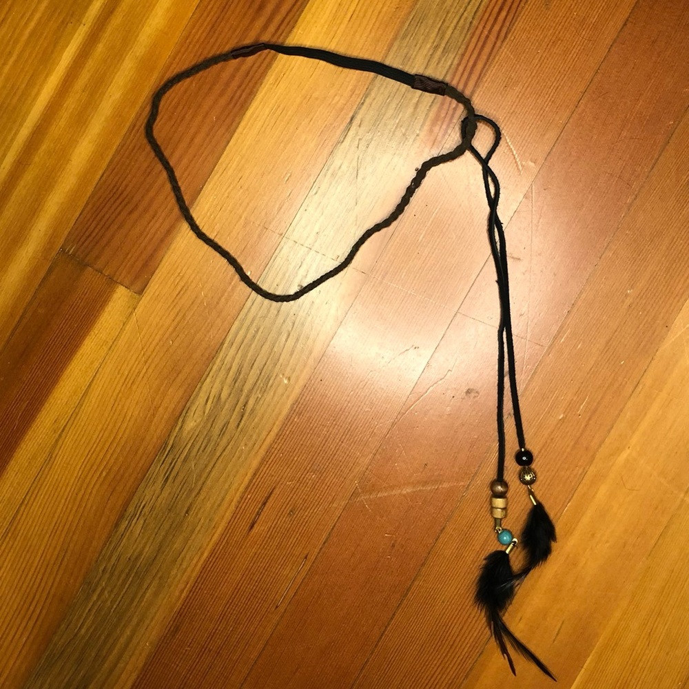 Xhilaration braided headband with beads and feathers OS